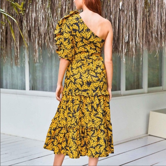 FARM RIO Black Spotted Banana Midi Dress - Picture 3 of 5